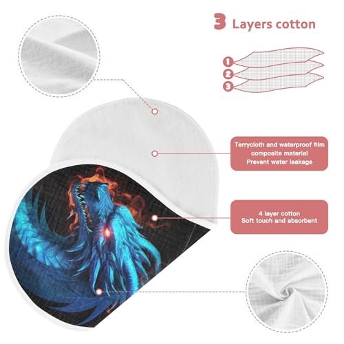 Kigai Dragon Baby Muslin Burp Cloths 2 Pack, Soft 4 Absorbent Layers Cotton Burp Rags for Newborn Girls Boys3