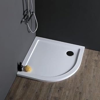 Foto di Kiamami Valentina - Piatto Doccia Semicircolare | Ultra Sottile 4 cm | Resistente, AntiGraffio, Antiurto | Design Moderno | Reversibile | Raggio Curvatura 550 mm, 80x80 cm, Acrilico e ABS Bianco