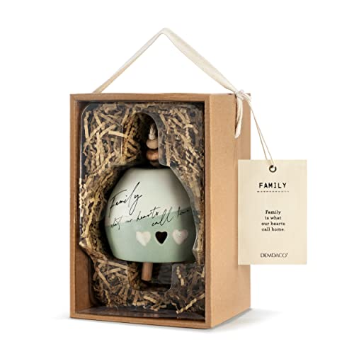 Demdaco Family Hearts Home Sage Green 4 Inch Stoneware And Iron Inspired Bell #TOP3