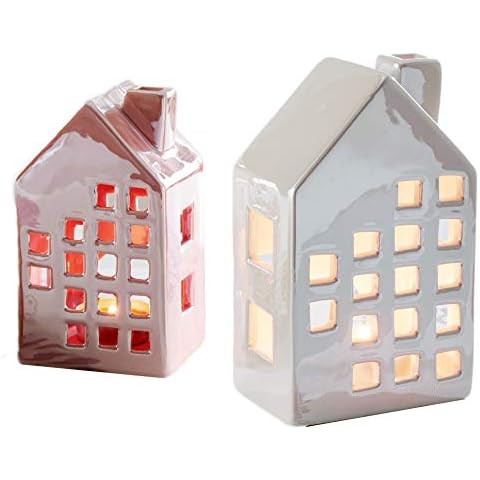 khevga Juego de 2 velas de té de cerámica rosa/crema Cover