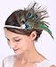 Produktbild Anglacesmade Brautschmuck Feder Stirnband Pfauenfeder Fascinator Kristall Kopfkette für Hochzeit 20er Jahre Flapper Kopfschmuck für Damen und Mädchen