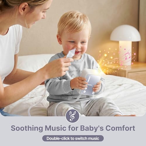 Image of Nasal Aspirator for Baby, Hospital-Grade 78KPa Strong Suction Baby Nose Sucker with Anti-Backflow, Electric Nose Suction for Baby, Soothing Lullabies, Rechargeable Baby Nasal Aspirator(GreyT1)
