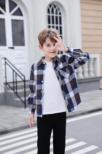 Image of Betusline Boy and Men Button Down Plaid Shirt