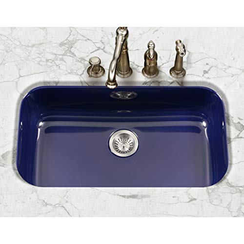 Houzer Porcela Porcelain Enamel Steel Undermount Single Bowl Kitchen Sink, Large, Navy Blue, Pcg-3600 Nb #TOP1