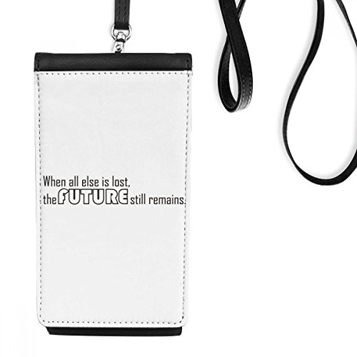Smartphone en cuir suspendu bourse portefeuille noir avec motif slogan inspirant