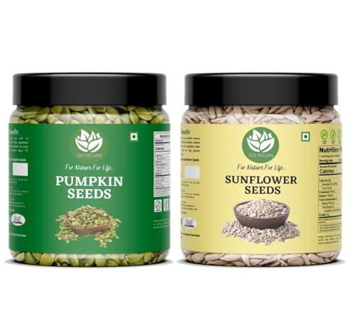 Image of GO VEGAN Raw Seeds 2kg combo Pumpkin Seeds -1kg and Sunflower Seeds -1kg, Protein and Fibre Rich