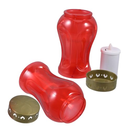 GAROZATION 2piezas Lámparas De Cementerio Decorativas Luz Flameless Velas Electrónicas De Jardín Rojo Para Recuerdos y Conmemoraciones
