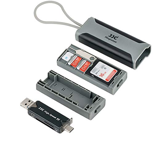 JJC USB 3.0 SD Micro SD Card Reader with Storage Case, USB C USB A Plus OTG for SD SDHC SDXC Micro SD Micro SDHC Micro SDXC TF Memory, Compatible with Computer, Laptop, OTG Enable Phone and Tablet