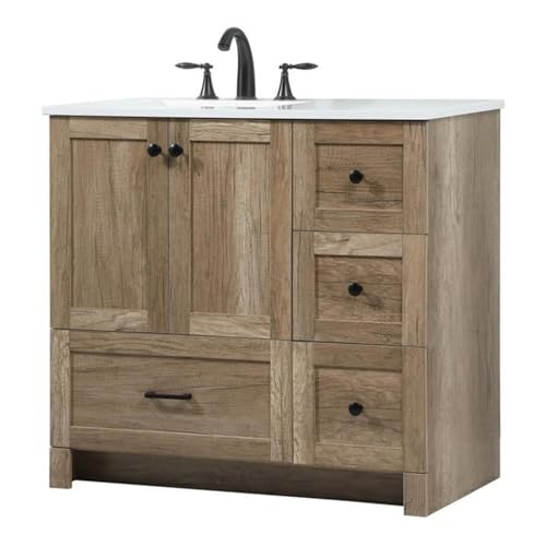 Elegant Decor Soma 36' Aluminum MDF Single Bathroom Vanity in Natural Oak