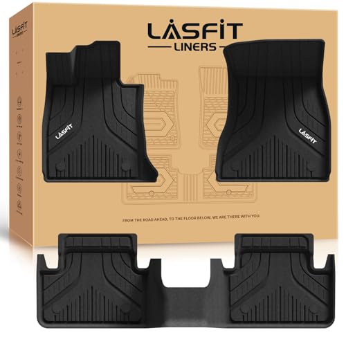 LASFIT Floor Mats for BMW 5 Series G60 2024 2025 2026 530i 540i xDrive, 100% TPE All Weather Custom Fit Floor Liners 1st & 2nd Row Car Liners Accessories Full Set, Black