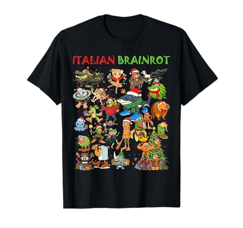 Christmas Italian Brainrot Meme Characters Xmas Gen Z Kids T-Shirt