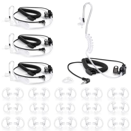 zeadio 3.5mm RECEIVER/LISTEN ONLY Surveillance Headset Earpiece with Acoustic Tube and Earmold Earpiece for Smartphone Two-Way Radios