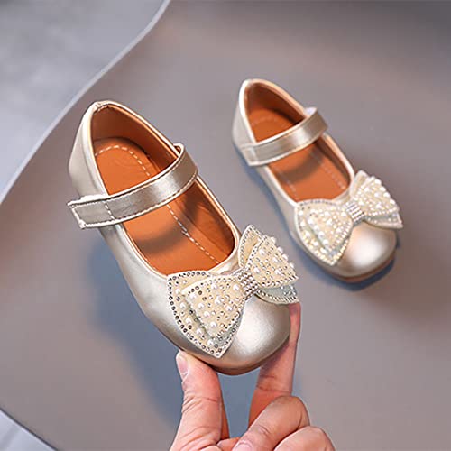 Cute Shoes Size 5 Fashion Girls Casual Shoes Bow Pearls Flat Bottom Dress Shoes Hook Loop3