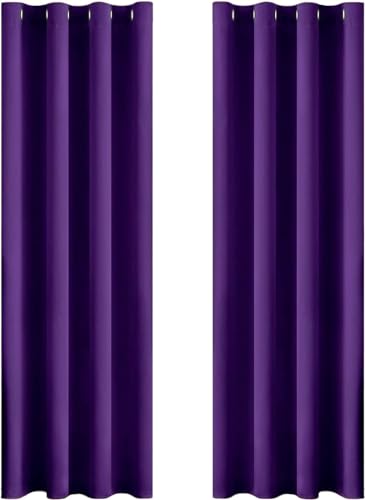 MIULEE 2 Rideaux de Fenêtre Occultants Doux à Oeillets Bloqué Lumière Thermique Decoration pour Chambre Salon Toilettes Bureau 140x225CM Violet Foncé