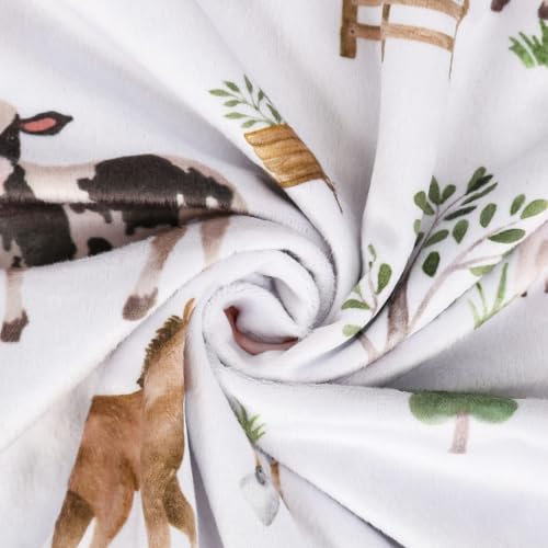 Image of BOPRIO Baby Blankets for Boys Girls, Soft Lightweight Nursery Minky Blankets with Double Layer Dotted Backing for Infant Toddler Nursery Crib with Cute Farm Animals Design 30 x 40 Inch