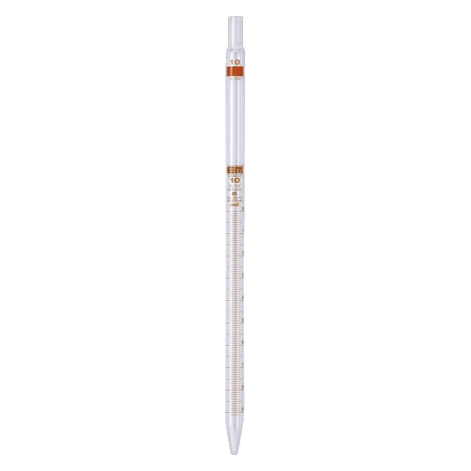 Hirschmann 12 pipeta medidora de vidrio borosilicato, clase B, transparente (transparente), marrón graduado, capacidad de 2 ml, división de 0,02 ml, longitud de 360 mm