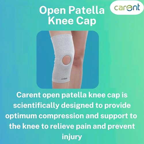 Image of Carent Knee Cap with Open Patella - Adjustable Knee Support Brace for Pain Relief, Sprain, Injury Recovery & Joint Stability (Unisex) (M (43-49 CM))