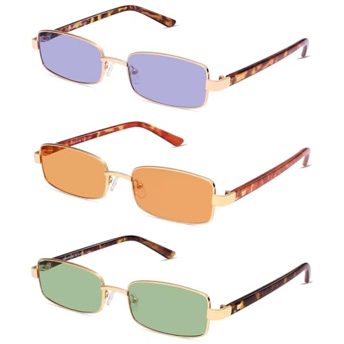 Image of VANLINKER Retro Rectangle Polarized Sunglasses for Women Men Small 90s Vintage Trendy Slim Narrow Rectangular Frame VL9684