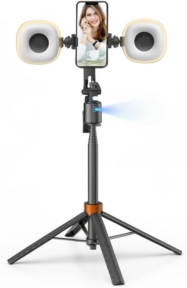 Auto Face Tracking Selfie Stick Tripod for iPhone with Light,360 Rotation That Follows Your Movement,70.9" Phone Camera Tripod Stand with Remote for Content Creator Vlog Live Stream Video Recording