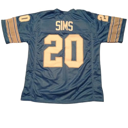 Generic Billy Sims Blue Jersey Stitched Custom Football New No Brand/Logos (US, Alpha, Medium, Regular, Regular, Blue)