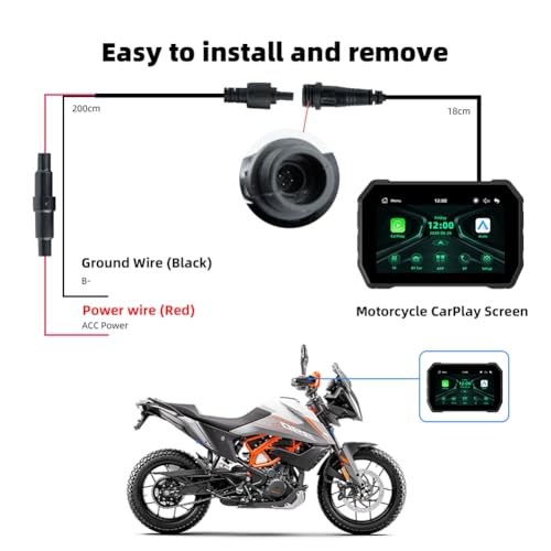Pantalla digital para motocicleta portátil de 5.0 pulgadas compatible con Android Auto 3