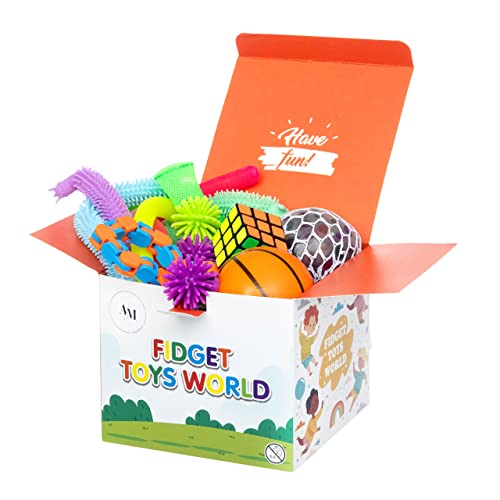 Fidget Toys World Pop it Push it Fidget Toy Set Box to Relief Stress and...