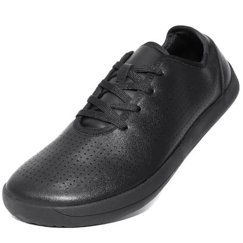ZVC Barefoot Shoes Men Women Wide Toe Box Shoes Minimalist Zero Drop Sole Footwear, Fashion Sneakers Breathable PU Leather Casual Walking Shoes