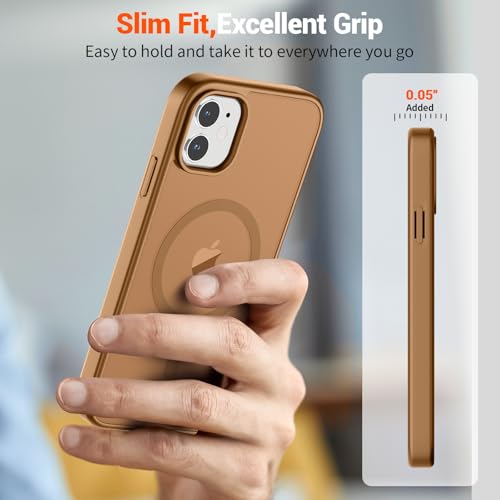 Image of SUPFINE Magnetic for iPhone 11 Phone Case(Compatible with MagSafe)(Military Grade Drop Protection) Slim Translucent Matte Shockproof with Anti-Fingerprint Phone Case,Brown