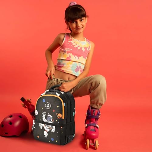 Image of Gear Floating Astronaut 3 Compartment Backpack 19 inch /33L Large Water Resistant School Bag /Casual 3 Compartment Backpack /Daypack /Kids Bag for Boys /Girls (Black-Yellow)