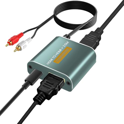 HDMI Audio Extractor 4K mit HDMi und 3,5 mm AUX Stereo-Audioausgang,HDMI Audio Adapter Kompatibel mit Blu-ray PS4 PS5 X-box HDMI Audio Extractor 4K mit HDMi und 3,5 mm AUX Stereo-Audioausgang,HDMI Audio Adapter Kompatibel mit Blu-ray PS4 PS5 X-box