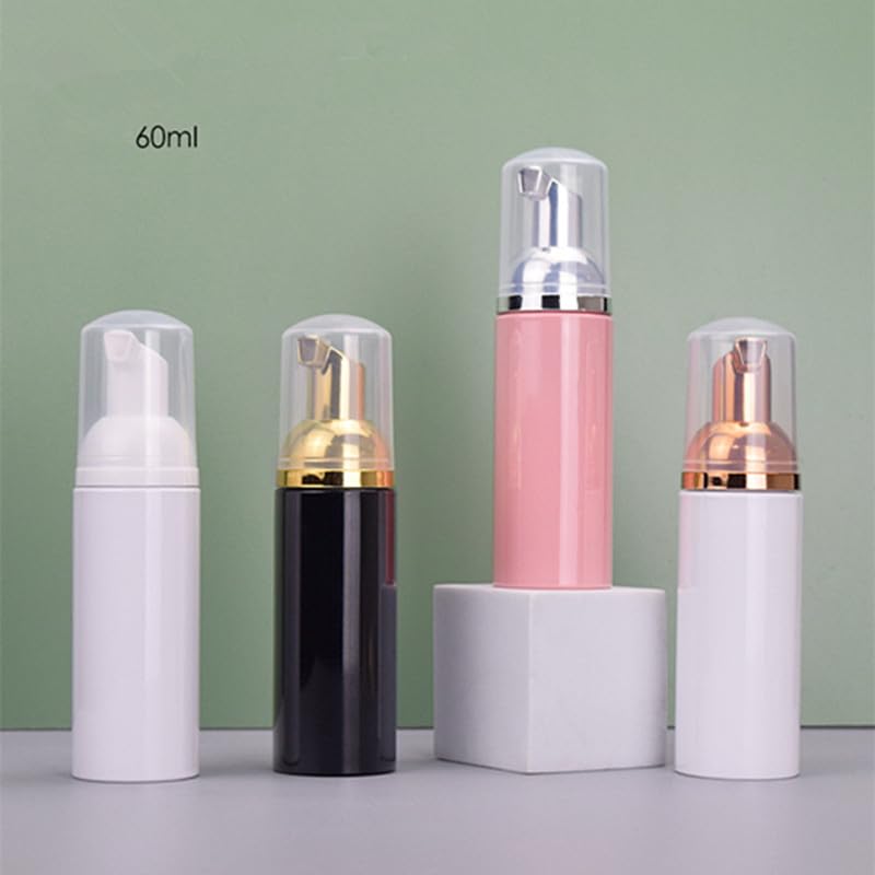 12 szt. 56.7 g 60 ml plastikowa butelka z pompką z pianki puste rzęsy kosmetyczne butelka do czyszczenia mydła dozownik pianki butelka (żółta złota pompka, różowa butelka)