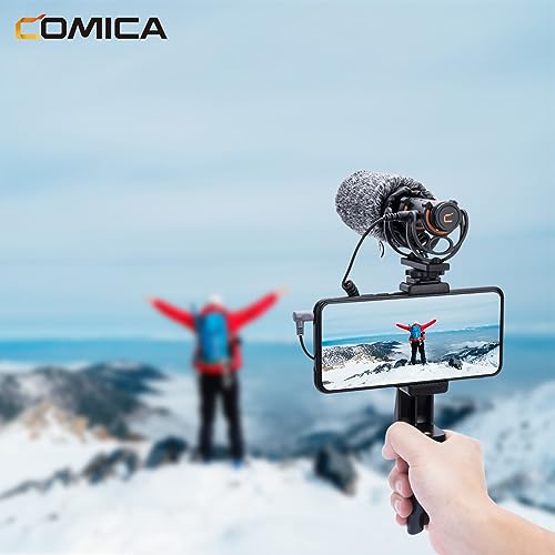 Comica CVM-VM20 Microfone de vídeo super cardióide profissional com montagem antichoque, kit de micr