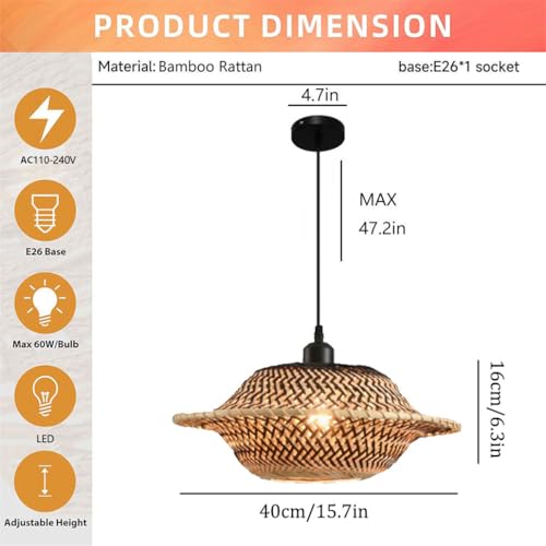 Lámpara de mimbre colgante para techos bajos que buscan luz cálida y acogedora 4