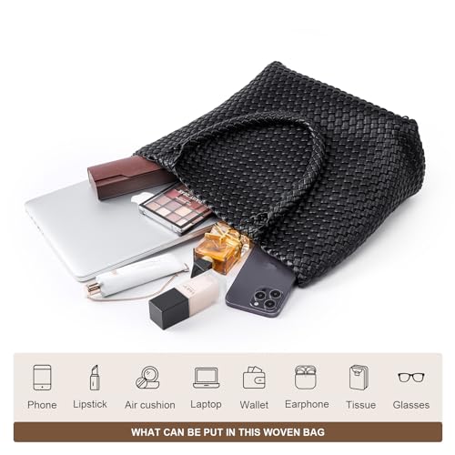 Bolso tote grande de cuero tejido vegano para mujer miniatura 3