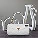 Omio for iPhone Xs Max Handbag Case with Card Holder Wrist Lanyard Strap Soft Silicone Wallet Cover for Women Girls Luxury Stylish Long Pearl Crossbody Chain Shell, White