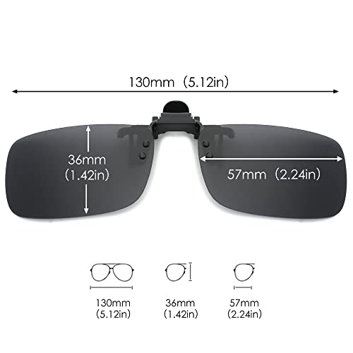 JM Polarized Clip on Sunglasses Frameless Flip Up Lens for Prescription Glasses Grey2
