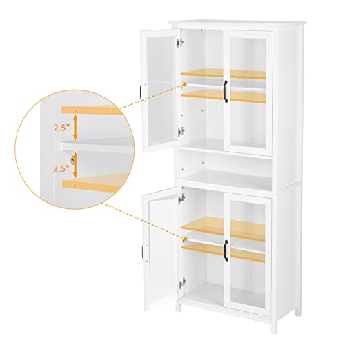 Bookcase With Glass Doors And Shelves, American Country Bookcase, Mdf White Bookcase, Space-Saving Bookcases 23.6" L X 11.8" D X 66.9" H (No Drawer Style-2) #TOP5