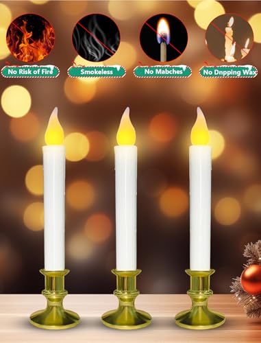 Image of 4PK 7.75 inch Battery Operated LED Window Candles with 6-18H ON /Off Timer