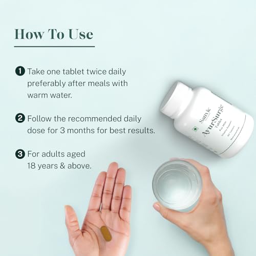 Image of AyurSurge by Sattvic Wellness | Testosterone Support | Male Vitality Supplement | 11 Key Ingredients in Each 1.28g Tablet - L-Citrulline, Ashwagandha, Safed Musli, Gokshura, Panax Ginseng, Krounchbeej, Methi, Vidarikhand, Magnesium, Zinc and Saffron | Boosts Stamina, Energy & Confidence | 60 Tablets