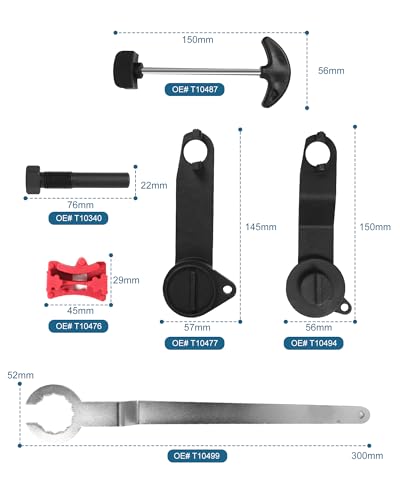 XSTARYE Motor Zahnriemen Werkzeug für VAG EA211 1.0L 1.2L 1.4L 1.6L FSI TSI TFSI Nockenwellen Werkzeug Satz T10340, T10476, T10477, T10487, T10494, T10499 Kompatibel mit VW Audi