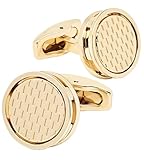 Jonwo Golden Hollow Out Design Cufflinks for Men Lady In Gift Case Classic Round Men's Cufflinks Jewelry Set for Wedding Anniversary Business Party Events Tuxedo Dress