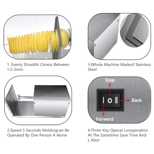 Cortadora espiral eléctrica para papas de acero inoxidable miniatura 4