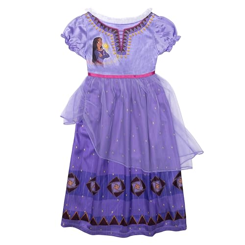 Disney Toddler/Little/Big Girls' Princess Fantasy Gown Nightgown, Purple Asha, 4