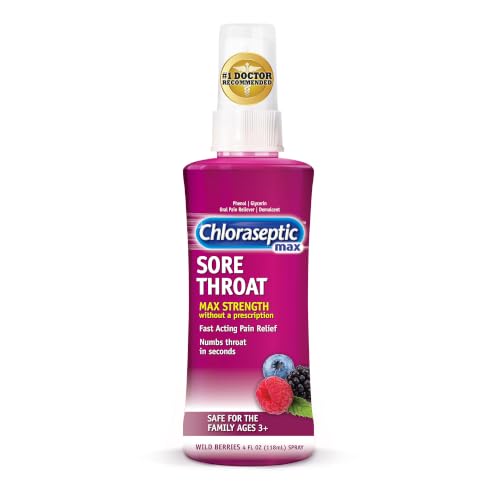 Chloraseptic Sugar-Free Sore Throat Relief Spray Wild Berry Spray Soothes Throat Pain in Seconds 4 Fl Oz