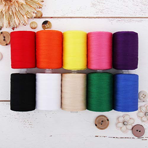 Threadart 100% Cotton Thread Set, 10 Color Spools, 1000m