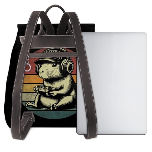 Gamer Capybara Microfiber PU Leather Backpack Lightweight Daypack Bag for Travel Business Commute Gym3