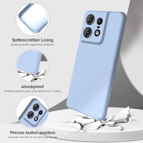 Image of DIZORO Microfiber Candy Case Compatible for Motorola Edge 50 Pro 5g Smooth Touch Cushion Liquid Soft Silicone Gel Rubber Phone Cases Non-Slip Full Body Protective Shockproof Back Cover(Carolina),Blue