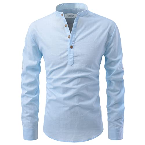 Image of Men's Full Sleeve Beige Color Cotton Blend Spread Slim Fit Shirt Style Kurta for Men and Boys