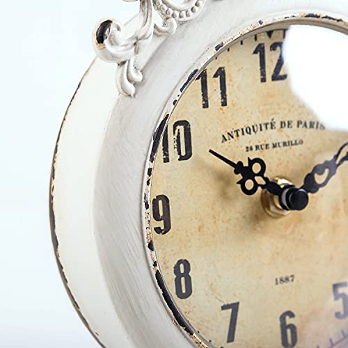 Reloj de mesa vintage Nikky Home con acabados envejecidos de alta calidad decorativa 6