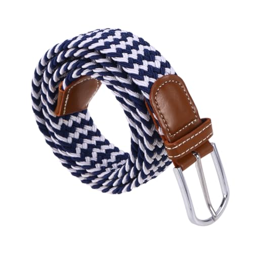 Unisex Elastic Woven Canvas Waist Belt Stretch Strap Metal Buckle for Casual Wear and White Design Suitable for Men and Women